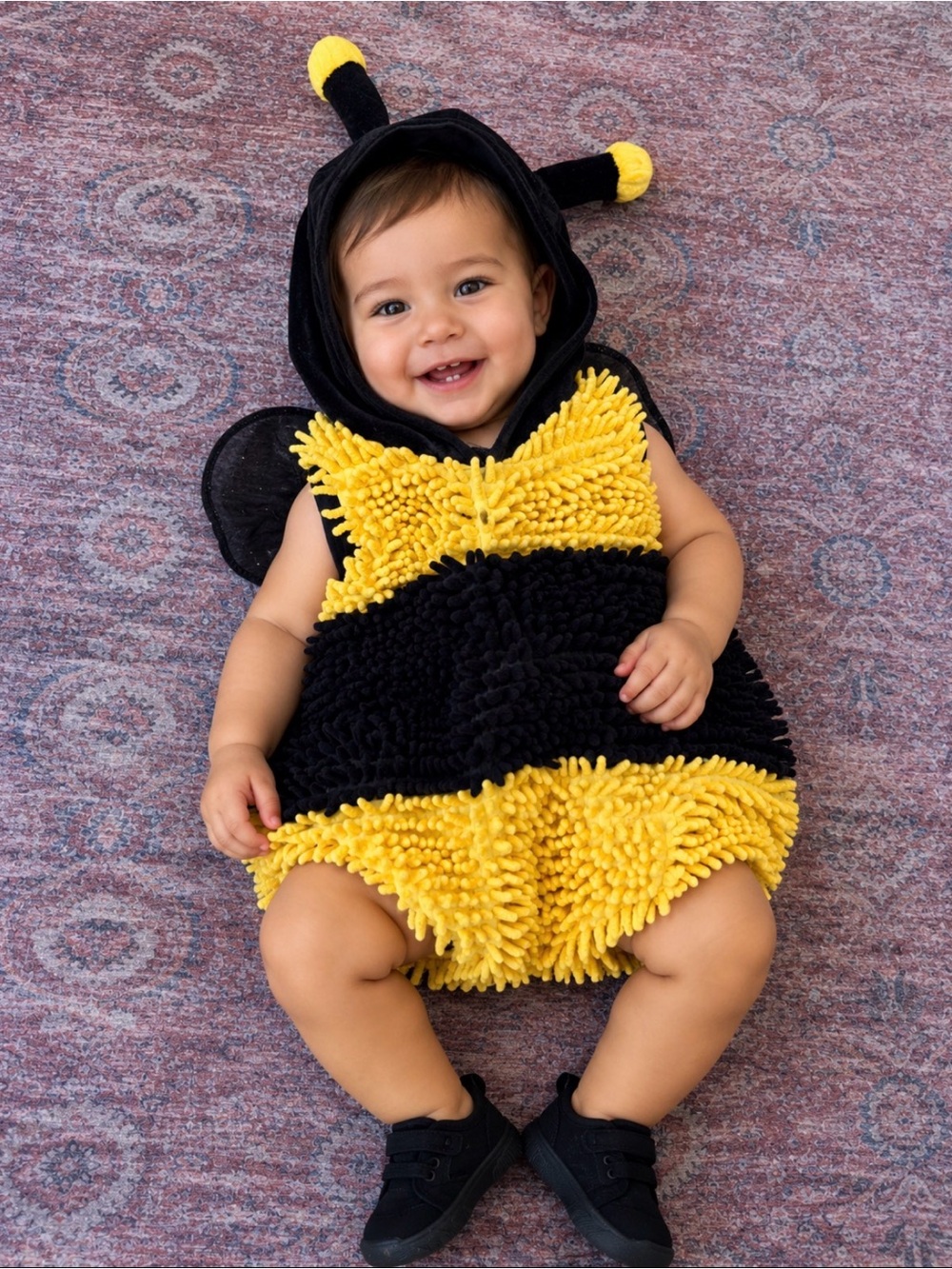 Baby Bee Plush Hooded Costume - Black & Yellow Kids Costume Sz 24 months